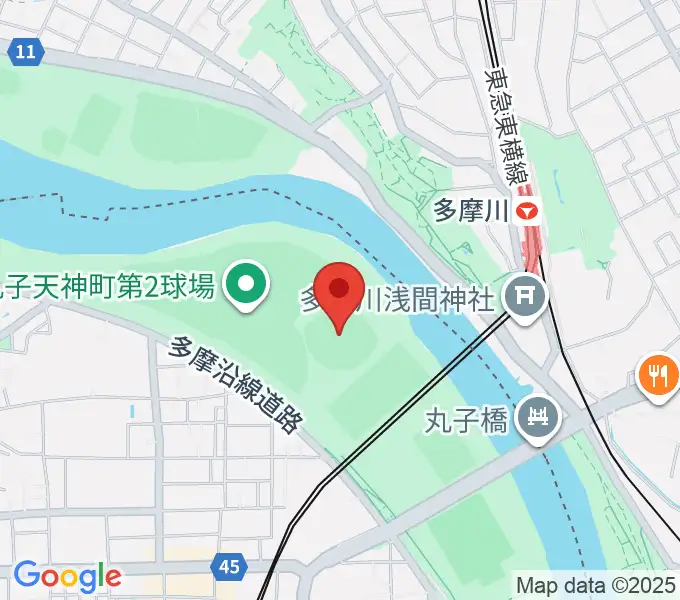 多摩川丸子橋硬式野球場の地図