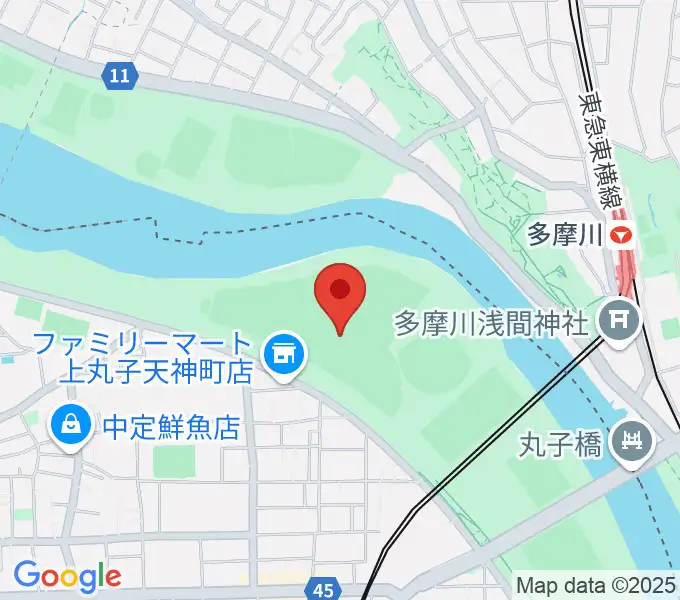 上丸子天神町野球場の地図