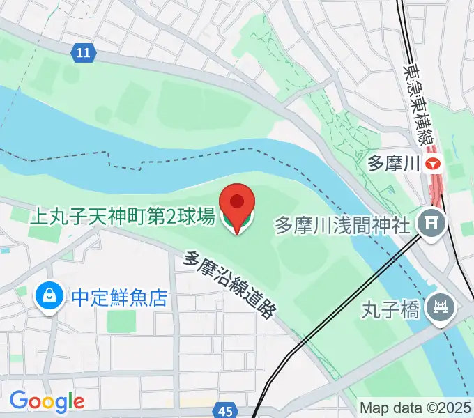 上丸子天神町野球場の地図