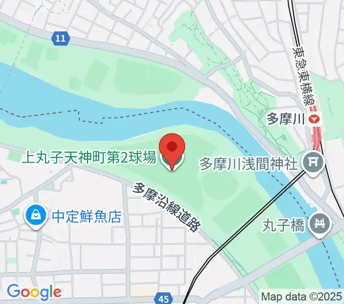 上丸子天神町野球場の地図