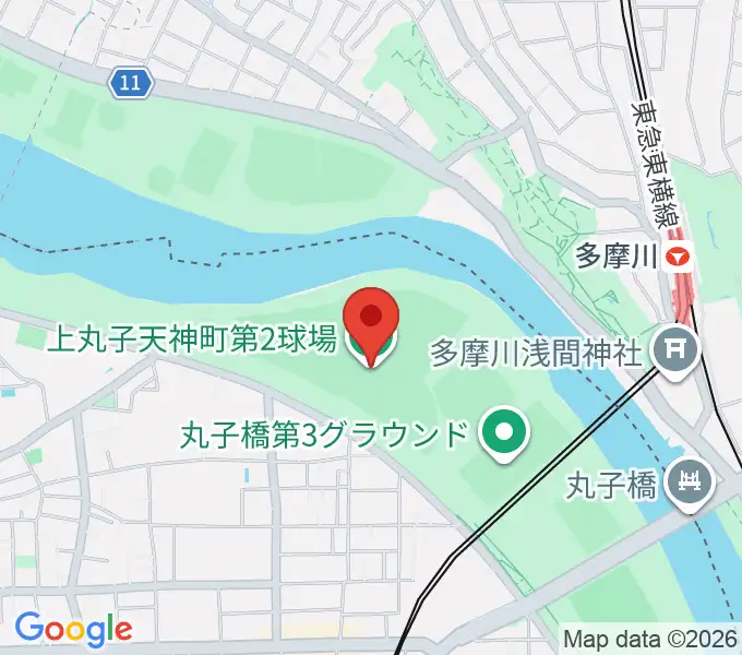 上丸子天神町野球場の地図