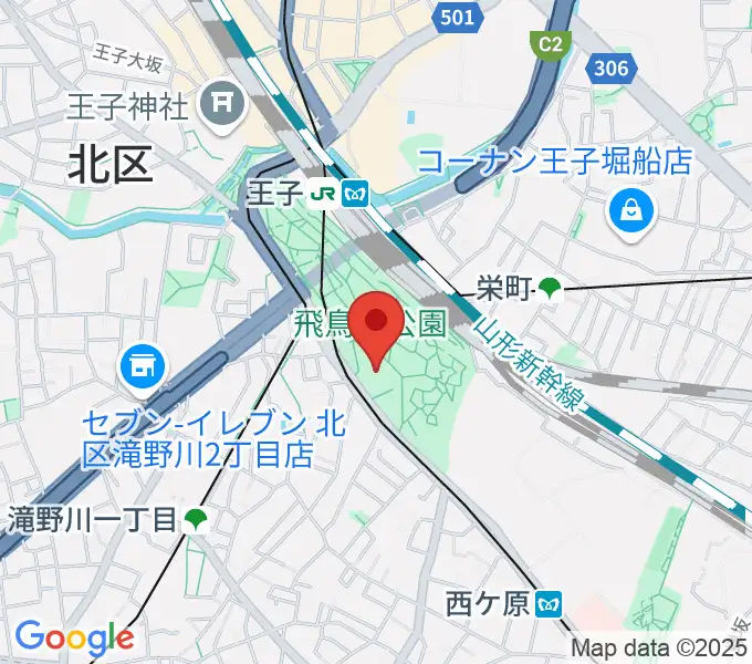 北区飛鳥山博物館の地図