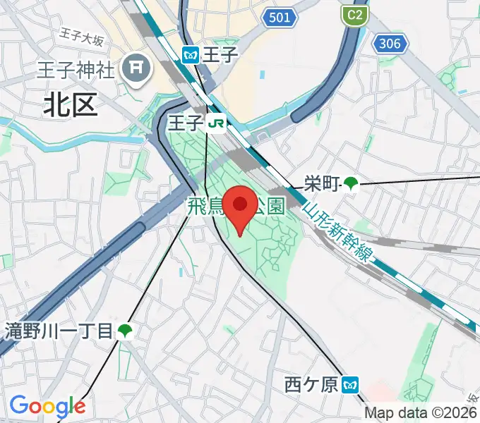 北区飛鳥山博物館の地図