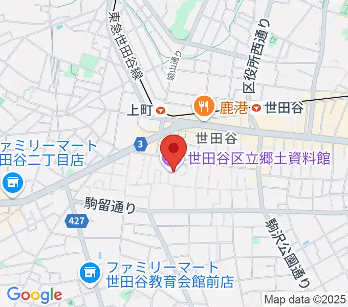 世田谷区立郷土資料館の地図