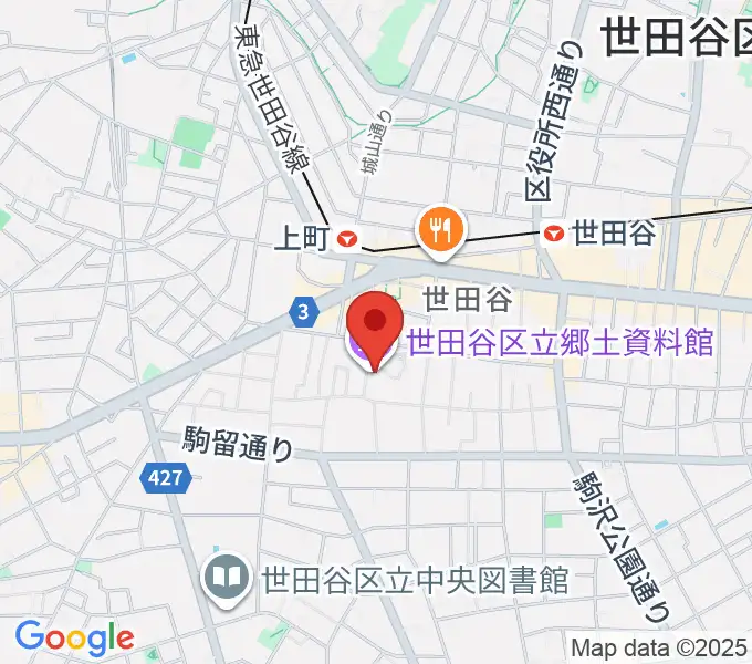 世田谷区立郷土資料館の地図