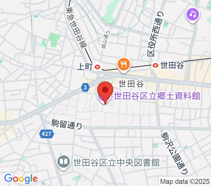 世田谷区立郷土資料館の地図