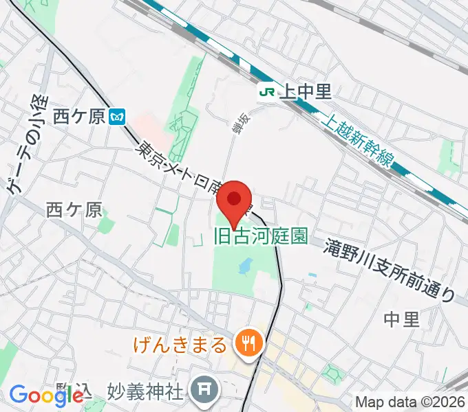 旧古河邸 大谷美術館の地図