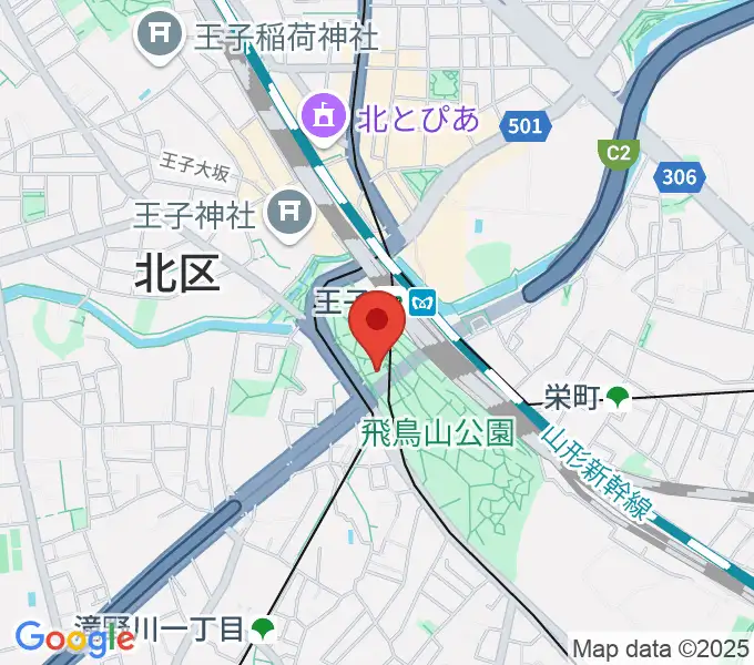 飛鳥山公園野外ステージの地図