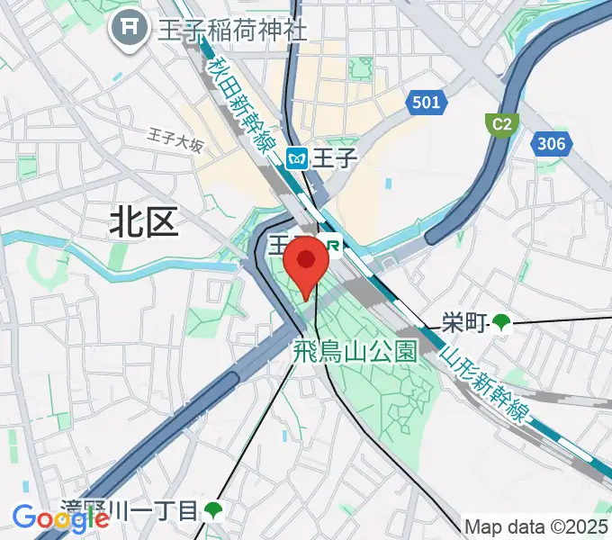 飛鳥山公園野外ステージの地図