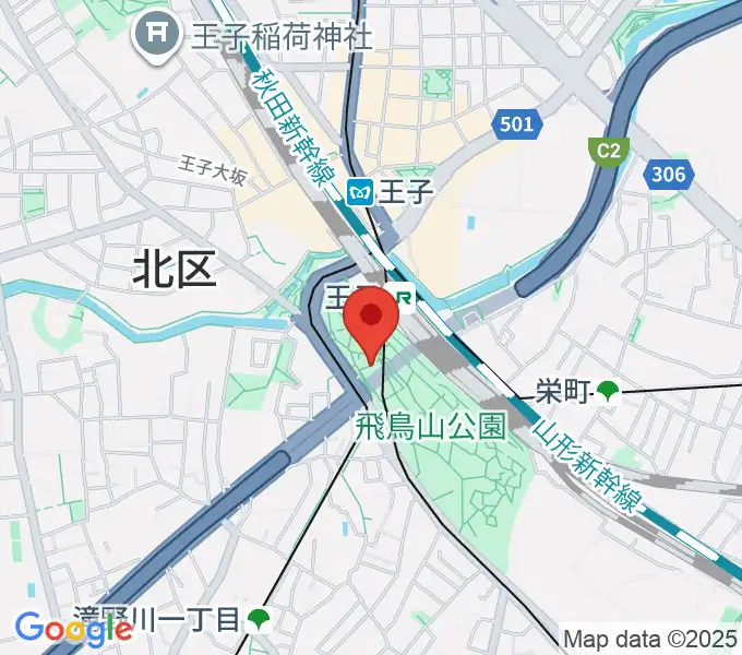 飛鳥山公園野外ステージの地図