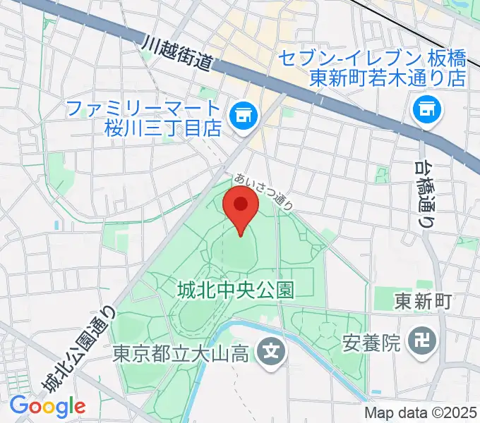 城北中央公園野球場の地図