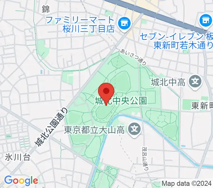 城北中央公園陸上競技場の地図