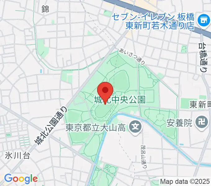 城北中央公園陸上競技場の地図