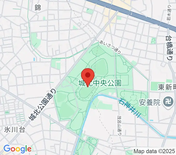 城北中央公園陸上競技場の地図
