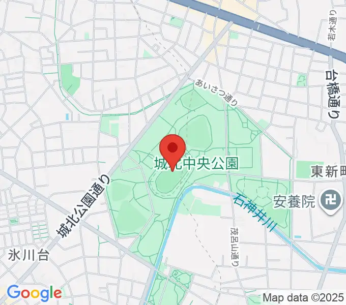 城北中央公園陸上競技場の地図
