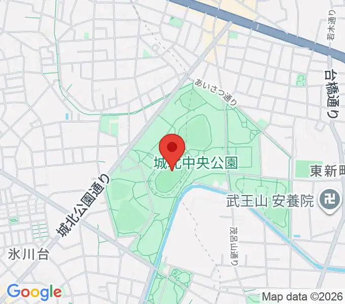 城北中央公園陸上競技場の地図