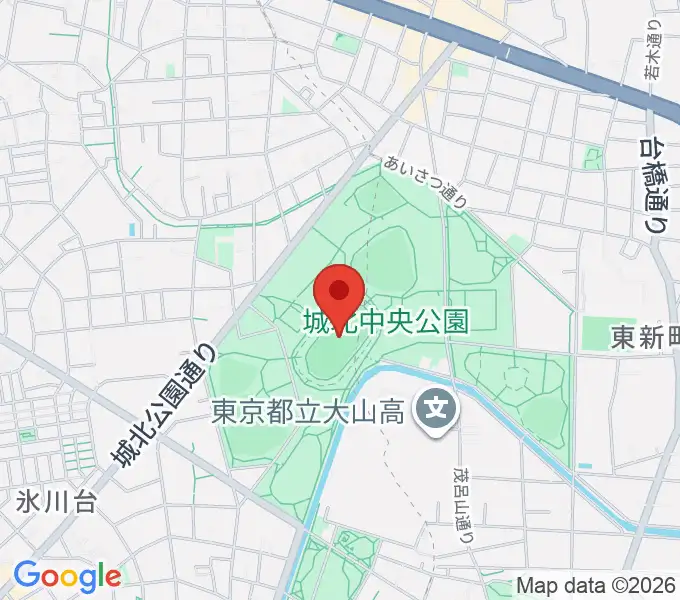 城北中央公園陸上競技場の地図