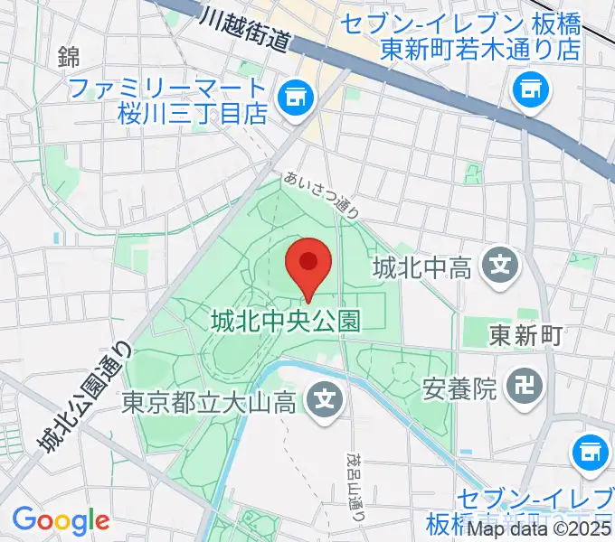 城北中央公園多目的広場の地図