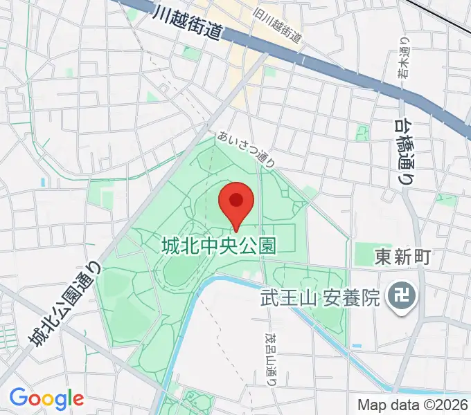 城北中央公園多目的広場の地図