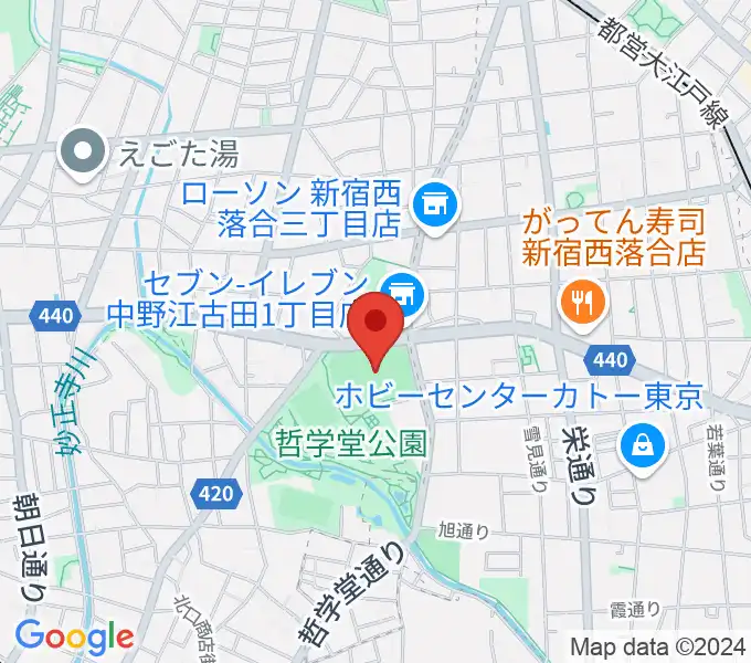 哲学堂公園野球場の地図