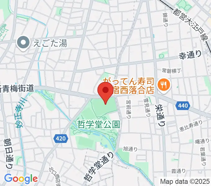 哲学堂公園野球場の地図