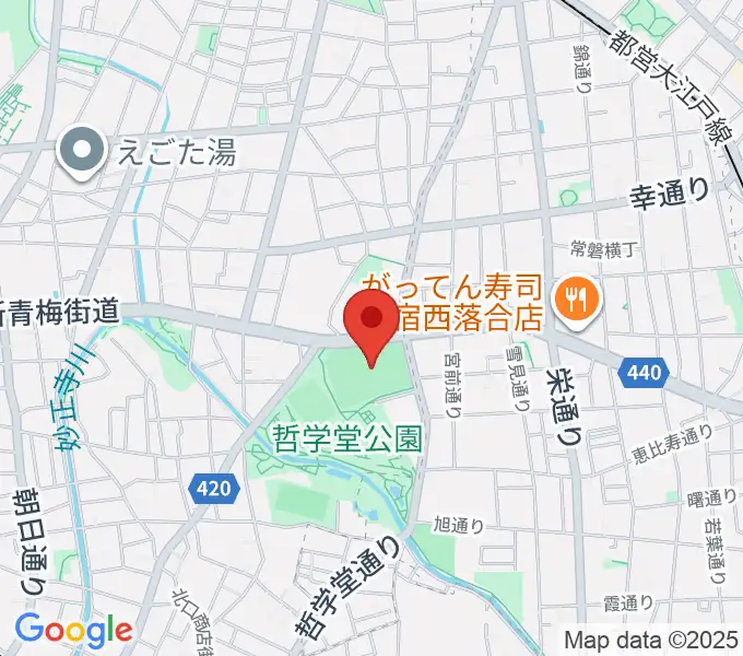 哲学堂公園野球場の地図