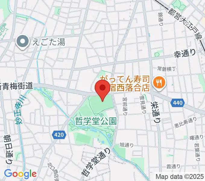 哲学堂公園野球場の地図