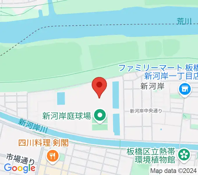 新河岸陸上競技場の地図