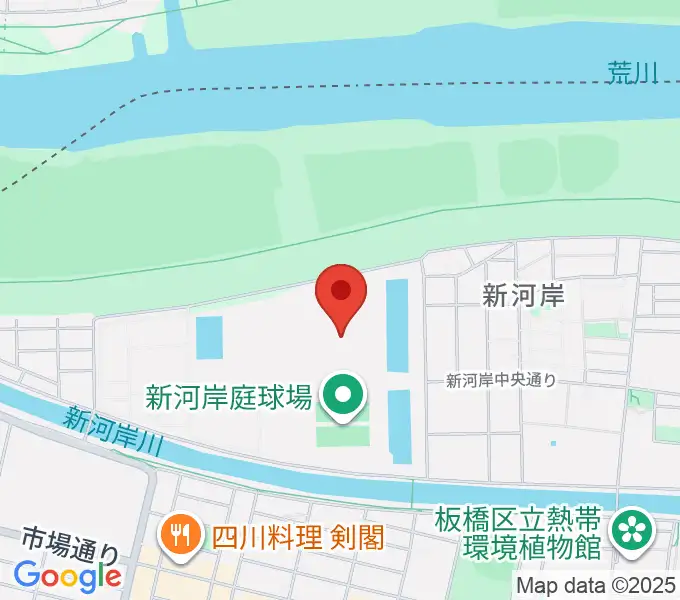 新河岸陸上競技場の地図