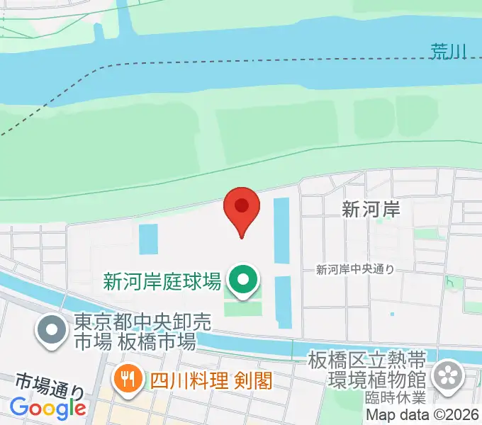 新河岸陸上競技場の地図