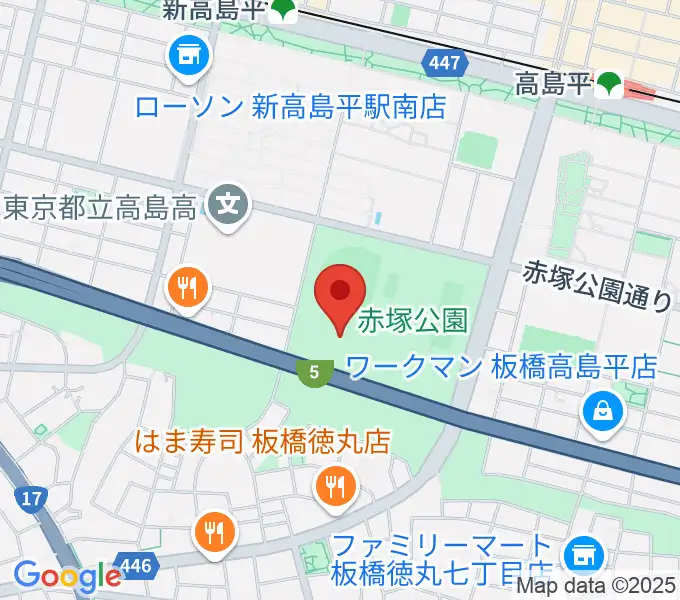 赤塚公園競技場の地図
