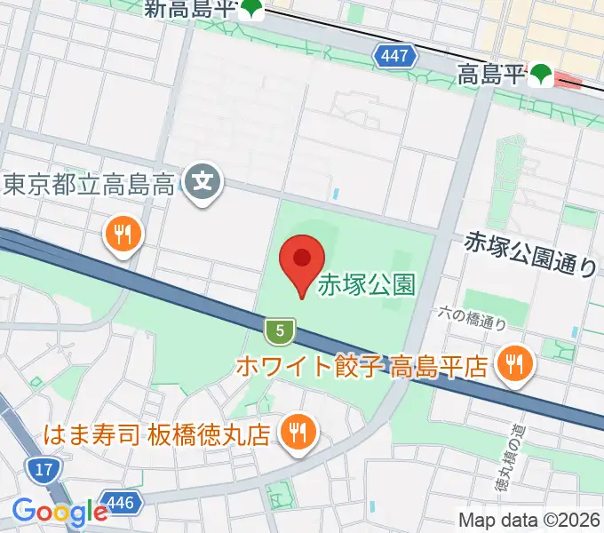 赤塚公園競技場の地図