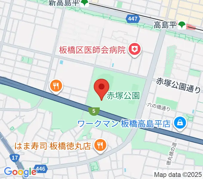 赤塚公園競技場の地図