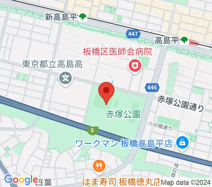 赤塚公園野球場の地図