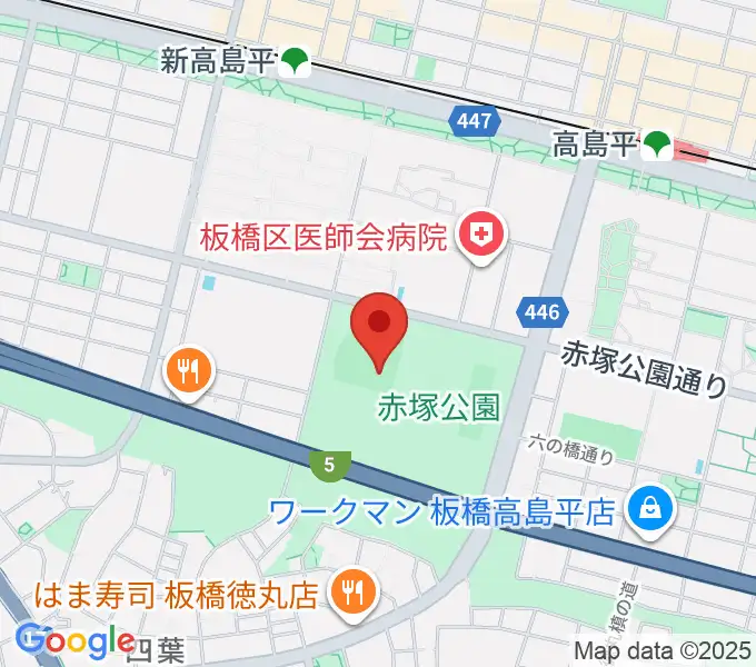赤塚公園野球場の地図