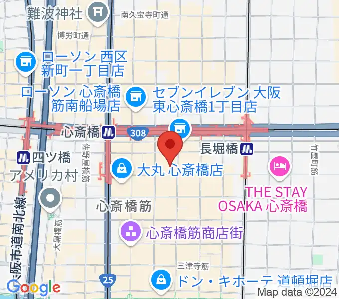 ベースオントップ東心斎橋店の地図