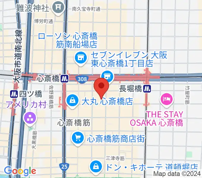 ベースオントップ東心斎橋店の地図