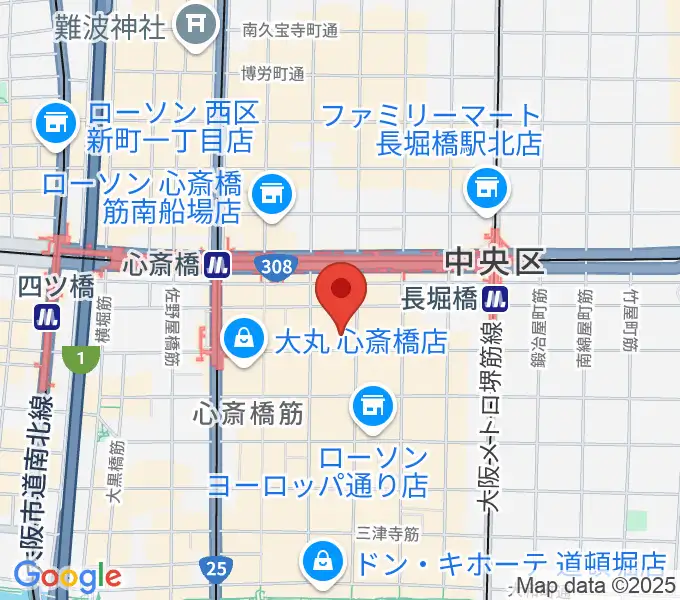 ベースオントップ東心斎橋店の地図