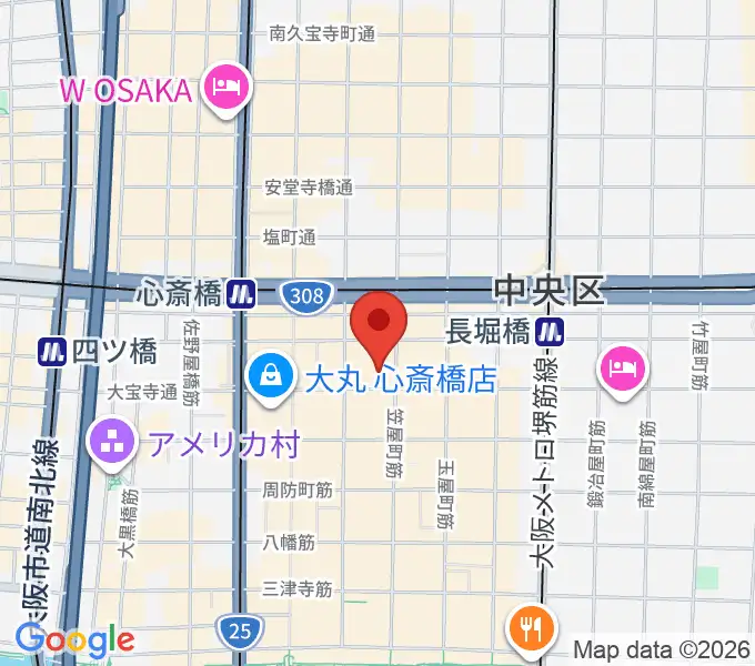 ベースオントップ東心斎橋店の地図