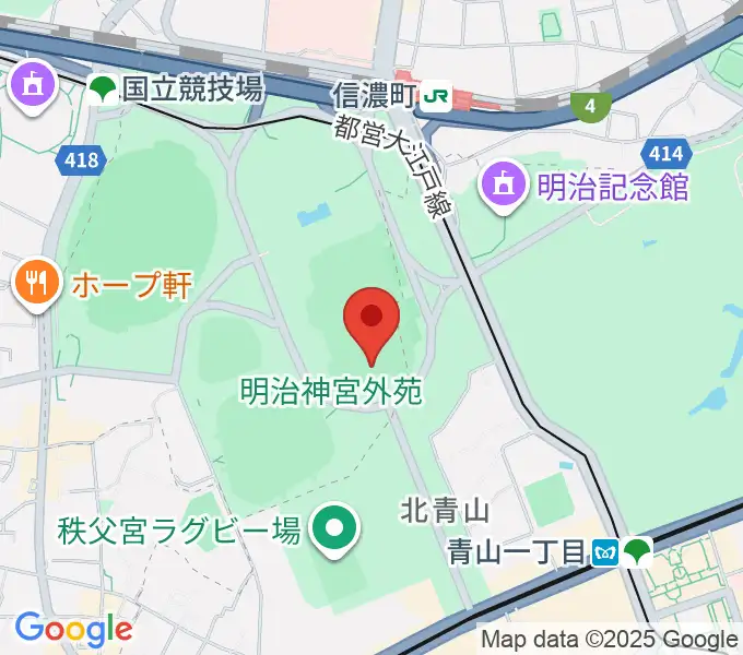 明治神宮外苑軟式球場の地図