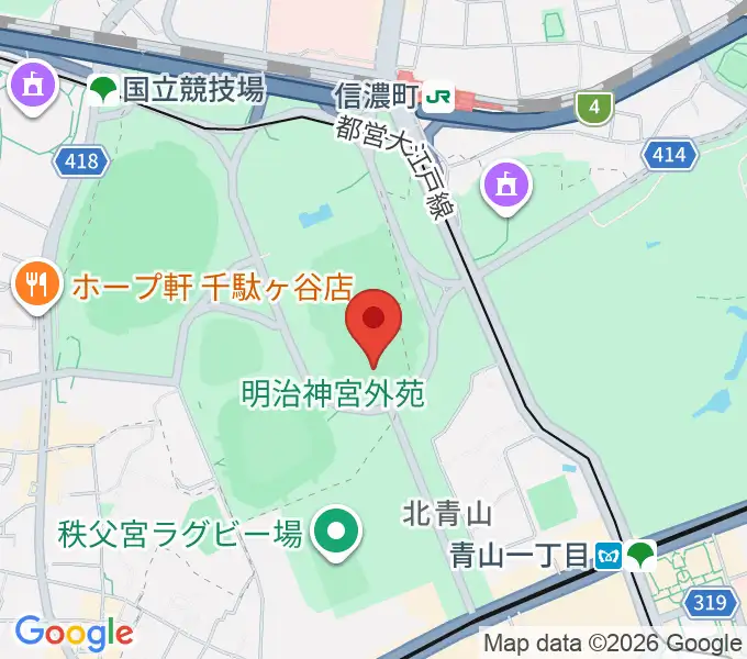 明治神宮外苑軟式球場の地図