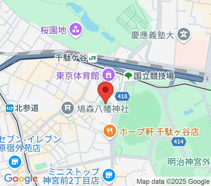 東京体育館フットサルコートの地図