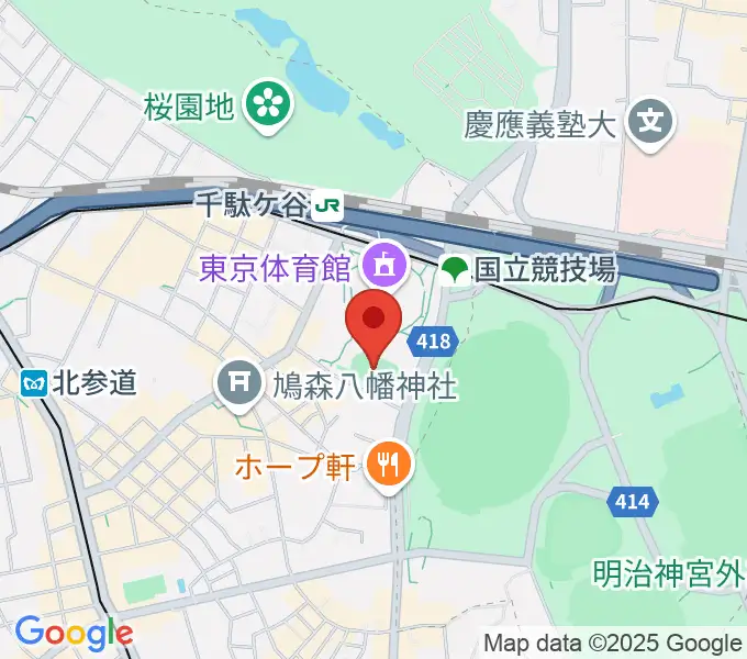 東京体育館フットサルコートの地図