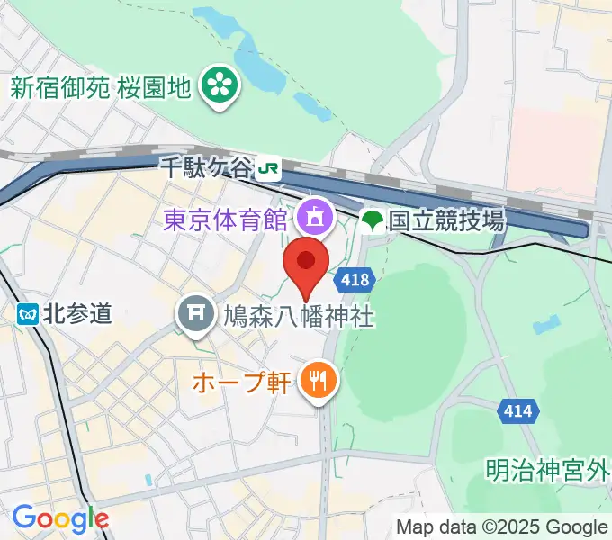 東京体育館フットサルコートの地図