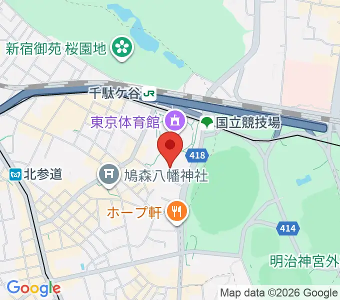 東京体育館フットサルコートの地図