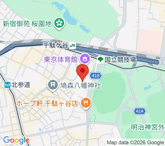 東京体育館フットサルコートの地図