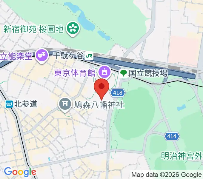 東京体育館フットサルコートの地図