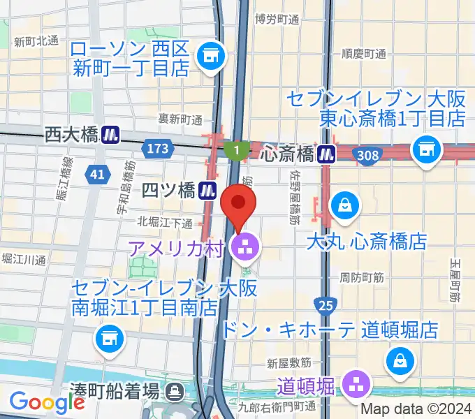 ベースオントップ アメ村店の地図