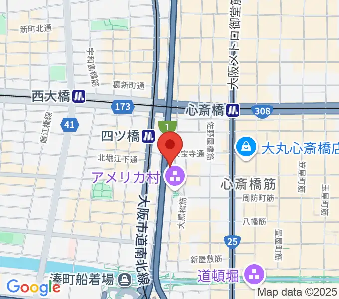 ベースオントップ アメ村店の地図