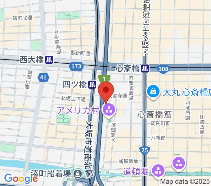 ベースオントップ アメ村店の地図